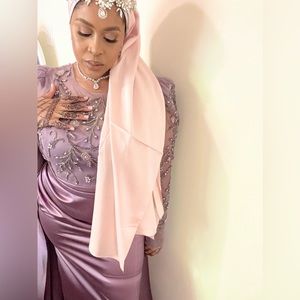 Purple long sleeve ball room engagement dress